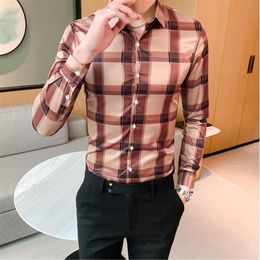 2020 New style Brand clothing High quality for men cotton long sleeve plaid shirts Male slim fit Business shirt Plus size S-4XL304Q