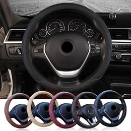 Steering Wheel Covers Universal Auto Cover Waterproof Fibre Leather Car Steer Wrap Protective Sporty Style C