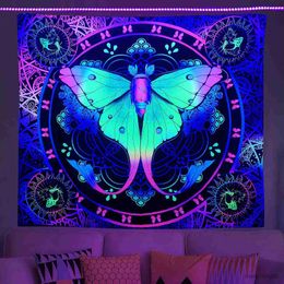 Tapestries fluorescent tapestry luminous hanging cloth decoration luminous interior decoration under ultraviolet light R230812