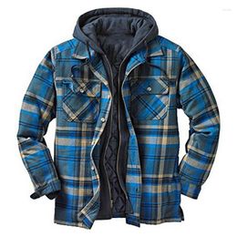 Men's Casual Shirts Long-Sleeved Hooded Shirt Autumn And Winter Europe The United States Classic Plaid Loose-Size
