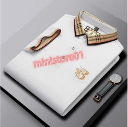 High -End -Stickerei kurzärmeligte Baumwollpolo -Hemd Männer S T Shirt Koreanische Modekleidung Sommer Luxus Top