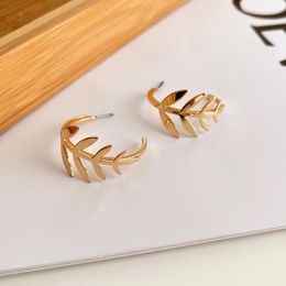 Dangle Earrings Ovxxons 1 Pair Leaf Female Temperament Niche Summer Retro Wind Studs Hollow Out Fresh Ear Clip