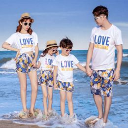 Family Matching Outfits Family Matching Outfits Summer Beach Mum Daughter Dad Son CottonT-shirt Shorts Holiday Matching Couple Clothes