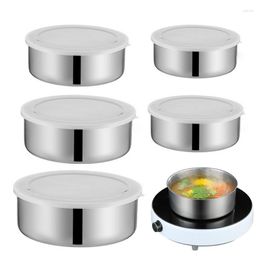 Bowls 5Pcs Stainless Steel Mixing Sets With Airtight Lids Anti-rust And Durable Microwavable Machine Washable Containers