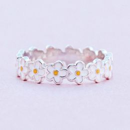 Wedding Rings Dainty Small Flower Women 2023 Trendy Daisy Handmade Enamel Band Accessory Party Fashion Jewellery