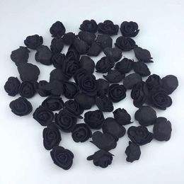 Decorative Flowers 100Pcs Simulation Foam Flower Black Rose Artificial Wedding Party Decoration DIY Wreath Garland Fake Roses Gift