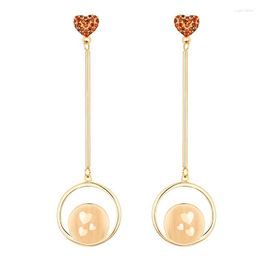 Dangle Earrings YINGACC 925 Silver Needle Love Long Heart-shaped Elements Round Temperament Female Jewellery