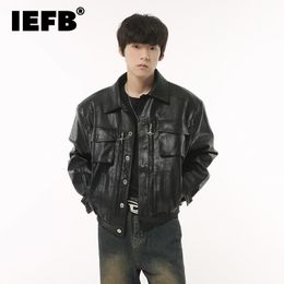 Men's Jackets IEFB Trend Motorcycle Clothing Wear Autumn Korean Style Shoulder Pad Pu Leather Coat Fashion Streetwear 9C1447 230810