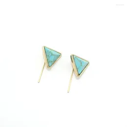 Stud Earrings Simple Style Light Yellow Gold Colour Geometric Shape Green Turquoises White Howlite Stone Jewellery