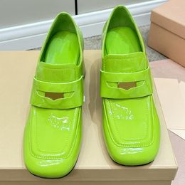 Dress Shoes Spenneooy Summer Style Fashion Light Green High Heeled Loafers Women Round Toe Metal Ornament Patchwork Shallow Mouth