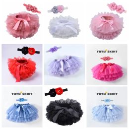 Baby Girls Tutu Skirt Headband Set Toddler Ruffle Tulle Diaper Covers Months solid Colour Soft Tulles BloomersZZ