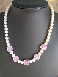 Chains Women's Fashion Jewellery Pink Coloured Glaze Pendant Freshwater Pearl Necklace