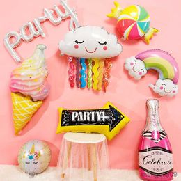 Decoration 32Inch Donut globos Foil Balloon Fruit Ice Cream Balloon Birthday Decoration Kids Toy Sweet Digital baby shower R230811