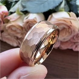 Wedding Rings Tungsten Carbide Ring Engagement Band 8mm Hammered Men's Women's Couple's Anniversary Fashion Jewelry