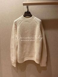 Womens Sweaters Autumn and Winter loro piana Solid Colour Round Neck Long Sleeve Cashmere Sweaters White Dark Green