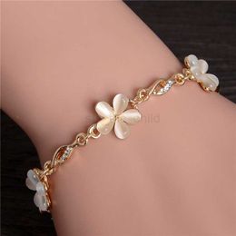 Belts Women Fashion Bridal Jewellery Flower Opal Charm Bracelets Gold Colour Crystal Statement Bracelets Bangles