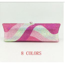 Evening Bags XIYUAN Woman Pink Rhinestones Bag Women Diamond Clutch Crystal Day Clutches Wedding Gift Stones Purse Party