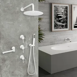 White Shower Shower Set Bathroom Full Copper Into The Wall Hot And Cold Water Faucet With Hand-Held Shower Home