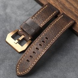 Watch Bands Handmade Bronze Watch Strap 20 21 22 23 24 26MM Thickened Italian First Layer Cowhide Soft Bracelet Vintage 230810