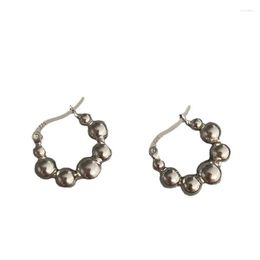Hoop Earrings Sterling Silver Needle Personality Ball Women's Retro Fashion Compact Temperamental Ear Ring Clips