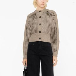 Women's Knits Cardigan For Women 2023 Autumn And Winter Fashion Commute Sparkling Sequin Mesh High Quaity Cashmere Female Sweater Coat