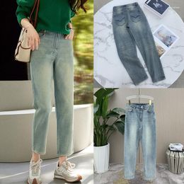 Women's Jeans Washed Craft 2023 Summer Women Slanted Placket Design Pencil Pants