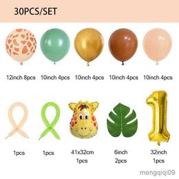 Decoration 30pcs Jungle Animal Number Balloons Set Kids Years Birthday Decorations Wild Green Globos R230811