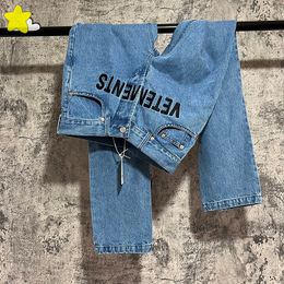 Men's Pants Heavy Fabric VTM Trousers High Quality Letter Embroidery Classic Jeans Buttons Pocket Blue Men Women 1 1 Vetements Denim Pants 230811