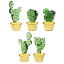 Decorative Flowers Cactus Decoration Tiny Pots Figurines Mini House Car Interior Ornaments Miniature Glass Crafts Decors