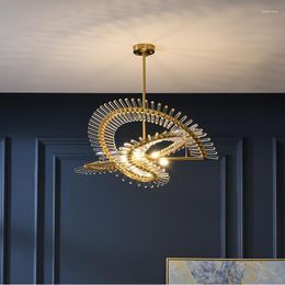 Chandeliers LED Pendant Lamp Modern Light Luxury Crystal Chandelier Restaurant Round Villa Duplex Building Designer Exhibition Living Room