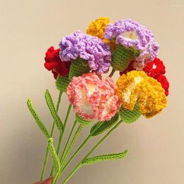 Decorative Flowers 1PC Hand Knitted Flower Yarn Crochet Carnation Woven Bouquet Mother's Day Gift Decoration Handmade Decorate