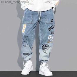 Men's Jeans 2023 Spring/Summer New Fashion Trend Letter Printing Graffiti Men's Casual Loose Comfortable Large Jeans M-5XL Z230814