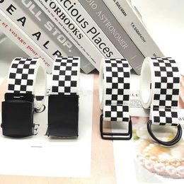 Belts Casual fashion black and white Chequered men's and women's canvas belt simple belt ceinture homme tactical belt