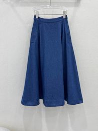 Skirts Buckle High Waist Mid-length Half Skirt Big Swing A Version Type Everything Does Not Pick People!