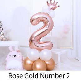 Decoration 1st Years Old Happy Birthday Number Foil Balloon Boy Girl Decoration Kids Rose Gold Supplies