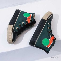 Sneakers Boys and girls high-top army green candy color children's canvas shoes spring fashion sneakers R230811