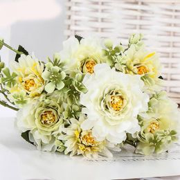 Decorative Flowers Artificial For Decoration Fake Plastic Silk Peony Floral Home Office Table Arrangement Wedding Party Holiday Decor