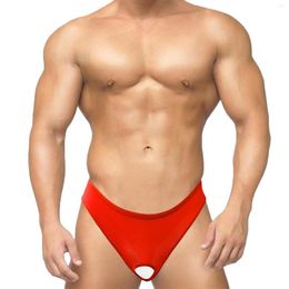 Underpants Men Bikini Briefs Sexy Underwear Open Crotch Male Panties Gays Sissy Trunks Shorts Solid Cuecas Hombre