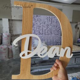 Decorative Objects Figurines Wooden Letters Baby Nursery Wall Hanging Letters in Script Font Baby Name Sign Kids Room Decor Wood Letters 230810