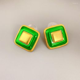 Dangle Earrings LONDANY Brass Light Luxury Style Square Enamel Glaze Drip Oil 925 Silver Needle Female