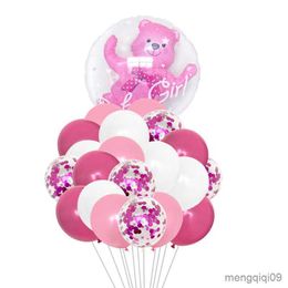 Decoration Baby Boy Girl Blue Pink Ball in Ball Bear Ball Bear Foil Balloons Kids 1st Birthday Gender Reveal Baby Shower Decor R230811