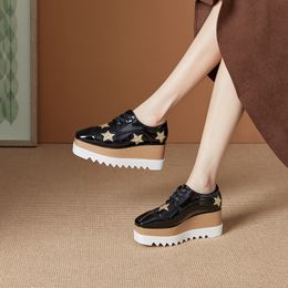 Dress Shoes Spring The Star Platform Sponge Cake Bottom Casual Shoes With Sloping Shoes Female British Style HZB-763-3 230811