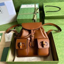 2023 Luxury designer crossbody bag horsebit mini top handle bag crafted genuine leather trapezium canvas with contrasting brown leather details