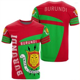 Men's T Shirts 2023 Summer Burundi African Country Flag Printed T-Shirt Top Casual Loose Short Sleeve