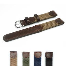 Watch Bands 16 17mm 18mm 19mm 20mm 22mm 24 Italian Oil Genuine Leather Joint Nylon Band Strap Men Watchband Steel Buckle for Watches 230811