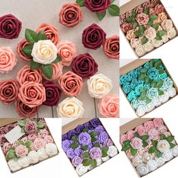 Decorative Flowers 25 Heads Multi Color Rose Mixed Flower Box Foam Pe Eternal Leaved False Simulation