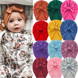 Berets 20Pcs Spring Autumn Cotton Hair Bows Headband Caps For Infant Kid Cute Turban Hats Fashion Baby Boys Girls Stuff Accessories