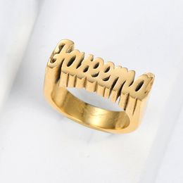 Wedding Rings Customized Name Ring Personality Hip Hop 3D Fashion Punk Letter Number Men Stainless Steel For Woman Jewelry 230811