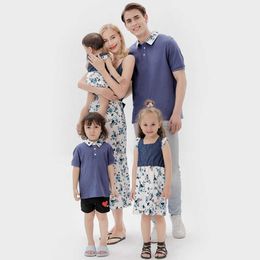 Family Matching Outfits Family Matching Outfits Summer Mother Daughter Floral Long Dresses Dad Son Cotton T-shirts Family Look Holiday Couple Outfits