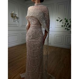 Urban Sexy Kleider Serene Hill Dubai Arabia Nude Mermaid Long Cape Luxus Abendkleider 2023 Für Frauen Hochzeit Party LA72032 230810